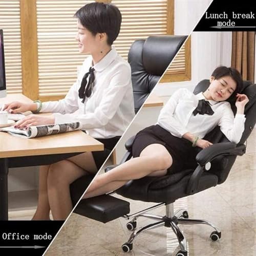 UOPYNE Leather Boss Chair Computer Desk Chair, Ergonomic High Back Cushion Lumbar Support with Wheels Comfortable Black Leather Racing Seat Adjustable Swivel Rolling Home Executive