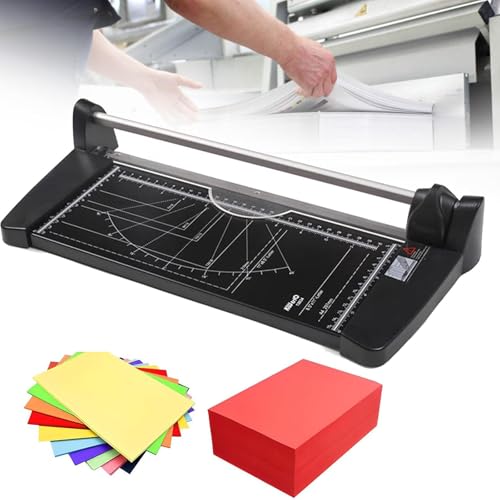 Rotary Paper Trimmer Cutter, A4/A3 Paper Cutter Heavy Duty Rolling Cutting Metal Base,10 Sheet Capacity for Cardstock/Laminating Sheet,A4