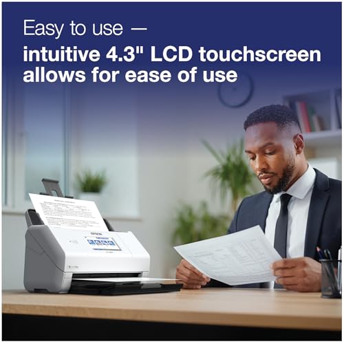 Epson DS-785W Color Duplex Desktop Document Scanner, up to 45 ppm, Wireless/USB Connectivity, ScanWay PC-Free Scanning, 4.3" LCD Touchscreen, 100-Page Auto Document Feeder (ADF), Twain/ISIS Drivers