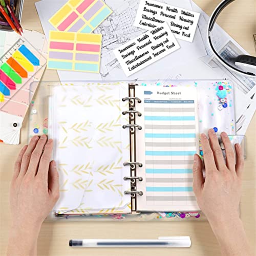 ONMYJFD Cash Envelopes for Budgeting Saving, A6 Glitter Budget Binder with Zipper Envelopes,Cash Envelopes,Budget Sheets, Sticker Labels