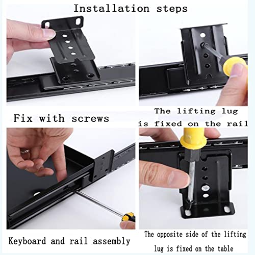 FKHFTI Large Keyboard Tray Under Desk, Slide-Out Keyboard Stand,22inch Pull Out Platform Computer Drawer,Ergonomic Sliding Tray - Adjustable (Black No Beam)