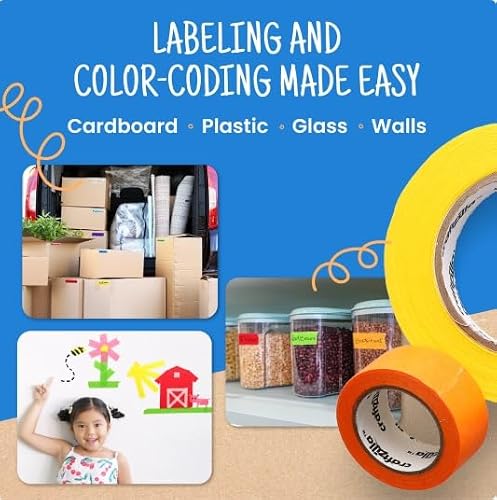 Craftzilla Colored Masking Tape, 11 Rolls, 1 in x 55 Yads 605 Yds Total