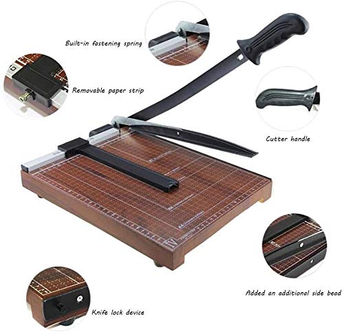 LURUBINNBLW Paper Cutter, Trimmer with Safety Guard, Photos Cutting Knife，A4 Paper Trimmer 12Inch Paper Cutter with Automatic Security Guillotine(Color:Brown)