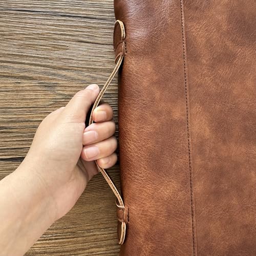 Gvalant 7-Ring Zippered Checkbook Binder for Business Checks - Premium Vegan Leather Portfolio Holds 600 Checks (9"x13") - Personalized Name/Logo for Men & Women (Retro Brown, Standard)