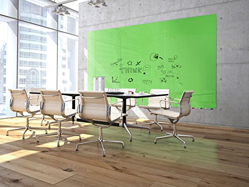 Aria 4'H x 4'W Magnetic Low Profile 1/4" Glass Whiteboard - Green - 4 Rare Earth Magnets, 4 Markers and Eraser