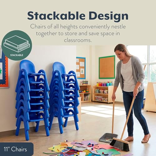Children’s Factory Baseline 13" Child Chair, Royal Blue, 2 Pack, Stackable Ergonomic Seating Solution for Classrooms and Homeschools