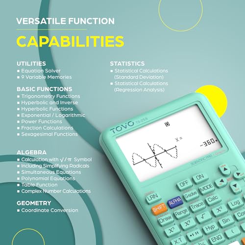 TOVO Scientific Calculator with Graphic Functions, 360+ Functions Graphing Calculator for Students, Large 3" Screen Multi-Mode Scientific Calculators for High School & College, TS-259
