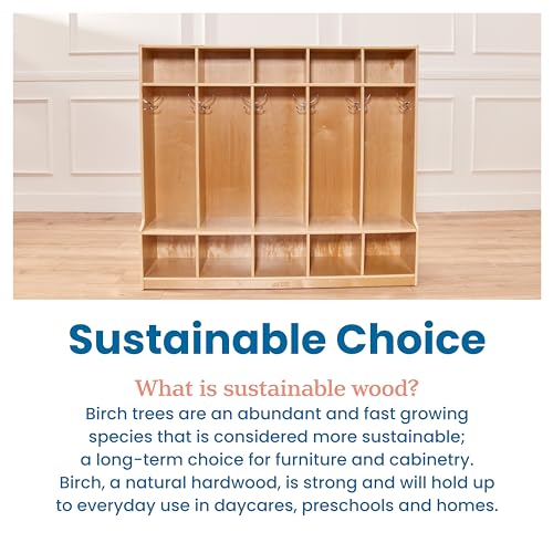 ECR4Kids 5-Section Coat Locker with Bench and 5 Scoop Front Bins, Classroom Furniture, Clear