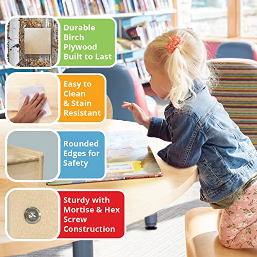 Contender Baltic Birch Book Case With Three Fixed Shelf, Montessori Kids Furniture for Home, Classroom, Office in Natural Finish [Greengaurd Gold Certified]