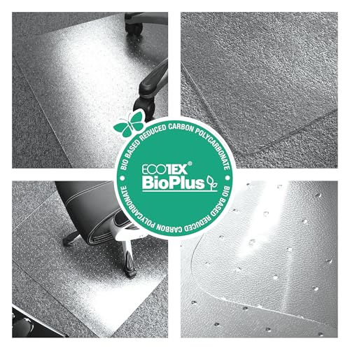 Floortex Ecotex BioPlus Carpet Chair Mat, 46" x 60", Clear Bio Based Polycarbonate (NRCMFLBG0004)