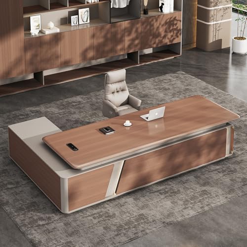 RAYFOKPK Luxurious L-Shaped Administrative Desk-78.74/86.6 "Spacious Solid Wood Manager Computer Desk, Modern Simple Administrative Workstation (Suitable for Office/Study)