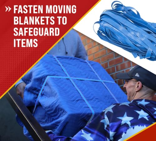 Mytee Products Large Moving Rubber Bands (48 Pack) - 36" Unstretched - 72" Fully Stretched - Blue Rubber Mover Bands for Pallets, Moving Blankets, Moving Supplies, Boxes, Furniture, TV Bed Dresser