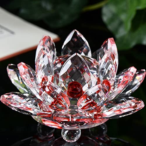 Fengshui Crystal Flower Crafts Glass Paperweight Ornaments Figurines Home Wedding Party Decor Gifts Souvenir,red,200mm