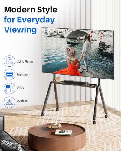 Rolling TV Stand for 42-86 Inch TVs,Mobile TV Cart Holds up to 265 lbs