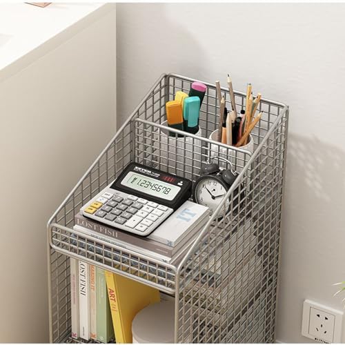 Preferspace Book cartRolling File Cart with Wheels 3 Tier Mobile Bookshelf Metal Movable Bookshelf Cart Thin with Top Divider Design for Office, Classroom,Library, Living Room,Black