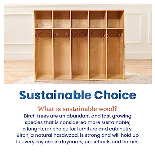 ECR4Kids Streamline 5-Section Toddler Coat Locker and 5 Scoop Front Bins, Cubby Storage, Assorted