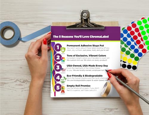 ChromaLabel Assorted Dot Stickers, 3/4 Inch, 912/Pack