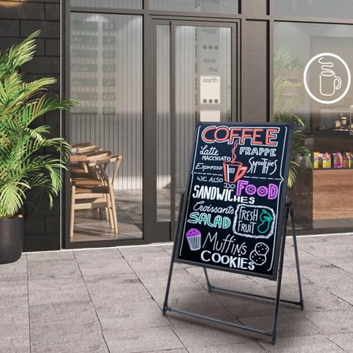 LED Message Writing Board with Colors Markers, 23"x31" Illuminated Erasable Lighted Chalkboard, Neon Effect Restaurant Menu Sign Board, DIY Message Chalkboard for Kitchen Wedding Shop Party