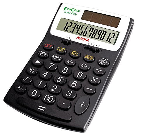 Aurora Ecocalc Ec505 12-Digit Desktop Calculator - Black