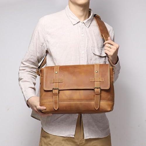 NSUQOA JSEIAJB Men's Bag Crazy Horse Leather Crossbody Shoulder Messenger