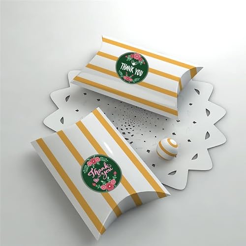 MVNOIRE Thank You Flowers Sticker Paper Labels Round Wedding Party Decor Envelope Seals Stickers