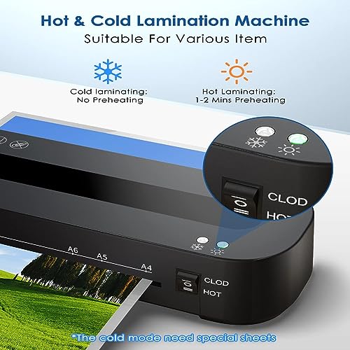 Laminator Machine with Indicator Light, Portable Personal Laminator, Never Jam 40 Laminating Pouches and 2Min Fast Warm-up, Low Noise and 115°C-145°C Temperature Adjusted, for Office, School
