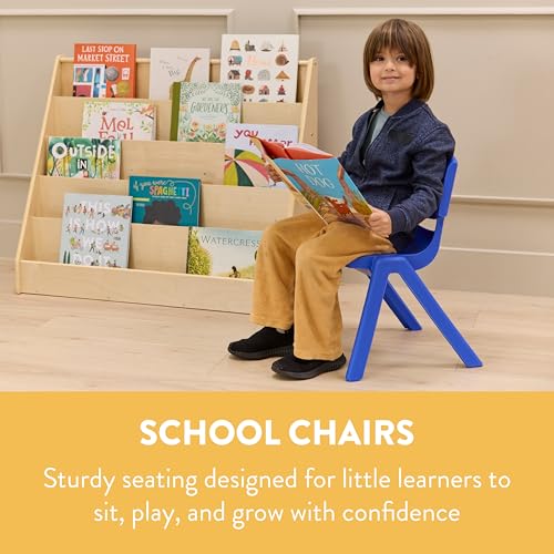 Back2School Express Stackable School Chairs, 12in Seat, 10-Pack, Blue