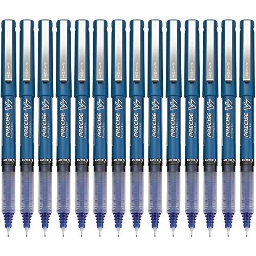 Pilot, Precise V7, Capped Liquid Ink Rollerball Pens, Fine Point 0.7 mm, Blue Ink Pens, Pack of 14 - Ideal for School, Journaling & Office Writing