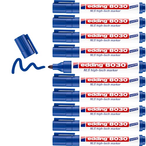 edding 8030 NLS hightechmarker - blauw - 10 stiften - ronde punt 1,5-3 mm - roestvaste marker voor corrosiearm markeren - voor staal, metaal, ijzer, aluminium