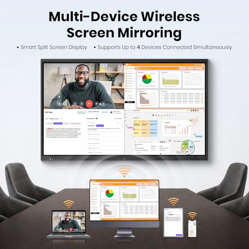 75'' 4K UHD Smart Board, Interactive Digital Whiteboard, 20-Point Touchscreen, All-in-One Electronic Whiteboard for Office Classroom Home Business