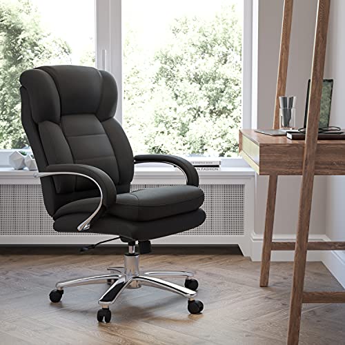 BizChair 24/7 Intensive Use Big & Tall 500 lb. Rated Black Fabric Executive Ergonomic Office Chair with Loop Arms