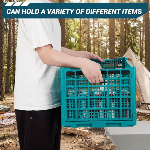GarveeLife Collapsible Heavy Duty Storage Crates – 52L Stackable Plastic Organizer Bins – Reinforced Handles, Space-Saving – Durable Polypropylene, Holds up to 130 lbs – Office, Home, Camping – 2PCS