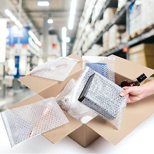 Amiff Shipping Bubble Bag, 4 x 7.5 Inches. 400 Pack Clear Bags for Packaging. Self Seal Bubble Pouches for Packing. Waterproof Polyethylene Storage Moving Bags. Packing Materials for Fragile Items