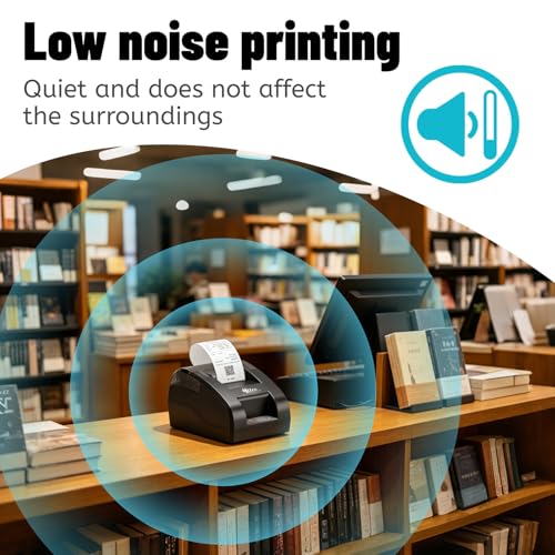 MRBOSS 2“ 58mm POS Cash Register Portable Thermal Receipt Printer with High Speed Printing USB Bluetooth Interface for Supermarket Restaurant Retail Sales Kitchen Support Windows Android MAC