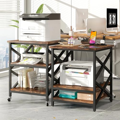 METYERRY 24"x23.6" Large Printer Stand with Power Outlet, 3 Tier Cart