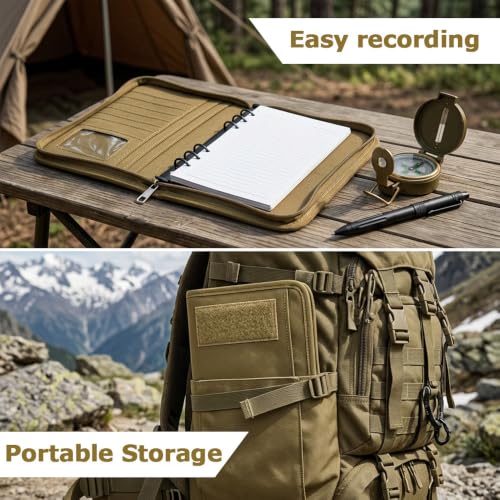 BDKMMS Outdoor A5 Notebook Cover, Waterproof Refillable Journal with Zipper