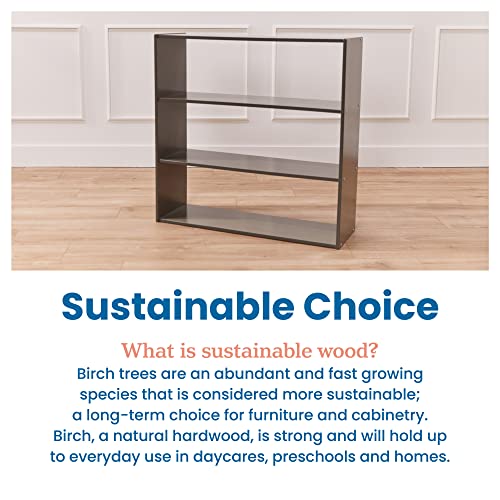 ECR4Kids 3-Shelf Double-Sided Storage Cabinet, 36in High, Grey Wash