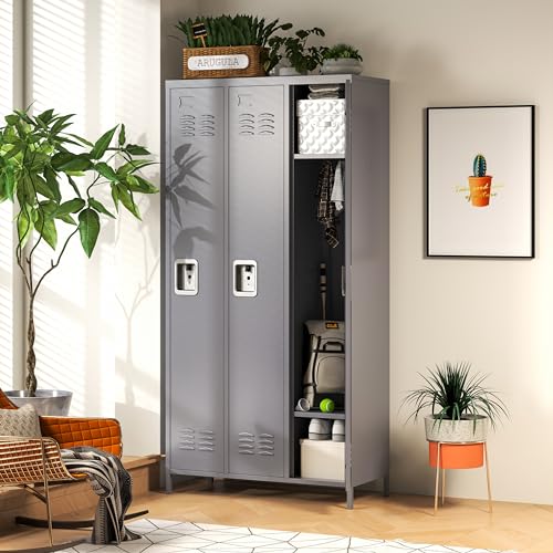 IKIMI 3 Doors Metal Storage Locker for Employee,72" Sports Staff Lockers