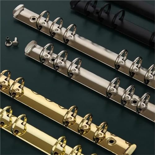 Ring binding, A5 ring binder Ring Binder Mechanism 5 Pieces Metal DIY Loose Leaf Clip with 6 Holes(Black-a5)