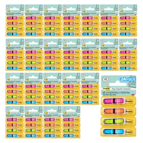 Post-it Arrow Flags, 0.47 in. x 1.7 in., 24 Pack, Assorted Bright Colors