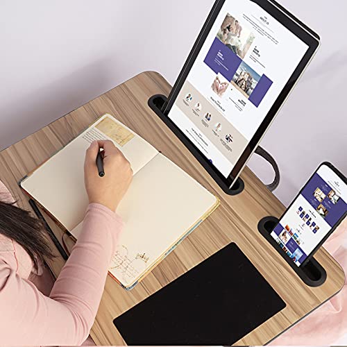 Laptop Tray Computer Desk on The Bed Multifunctional Lap Table Built-in Mouse Pad with Phone and Tablet Holder Easy to Use for Notebook Up to 17"