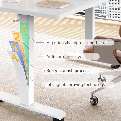 Veken 55 Inch Large Electric Standing Desk, Gaming Table, White