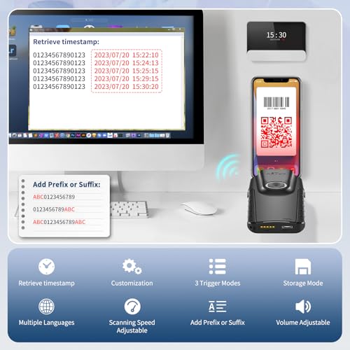 NETUM Bluetooth 2D Barcode Scanner, 3-in-1 Portable QR Bar Code Reader