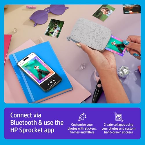 HP Sprocket Portable Photo Printer (2nd Edition) – Instantly print 2x3" sticky-backed photos from your phone – [Luna Pearl] [1AS85A]