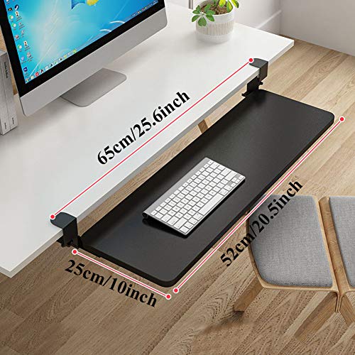 ACXZ Keyboard Tray Under Desk Sliding with C Clamp Mount System, Slide-Out Platform Computer Keyboard Drawer, for Typing, No Drilling(52cm×25cm, 65cm×25cm, 75cm×25cm)