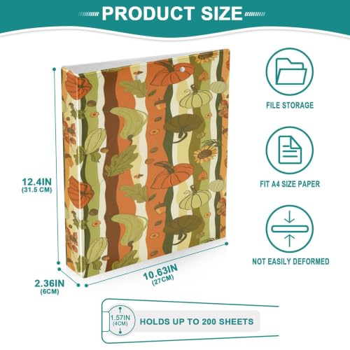 Xpdkjwd Pumpkin Background 3 Ring Binder Can Hold 200 Letter Size Binders, Suitable for Home, Office, Dormitory, 2Pcs