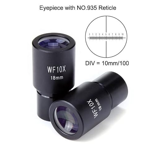 Microscope Accessories Kit WF10X/18mm 23.2mm Microscope Micrometric Graticule Eyepiece for Microscope Slides(NO.935 Reticle)