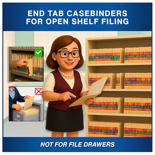 Manila Casebinder Legal File Folders, Doctor Stuff, End Tab, Legal Size Casebinder Style Folder with Fully Reinforced Back and 2" Embedded Fastener on Endwing, 14 pt Stock, Box of 50