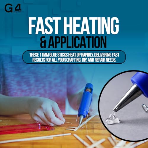 G4GADGET 50 Pack 11mm x 100mm Hot Melt Glue Sticks - Strong Adhesive for Glue Guns, Ideal for Crafts, Repairs & DIY Projects