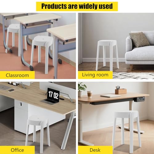 Ageanbri 18Inch Plastic Stack Stools 5 Pack - Portable Stackable Chairs Backless Bar Stools for Kids, Unique Design Nesting Decorative Stool for Classroom School (White)